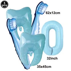 Dental Health Protection Themed Party Decor Foil Balloons - As pictures show (Blue Number 0)