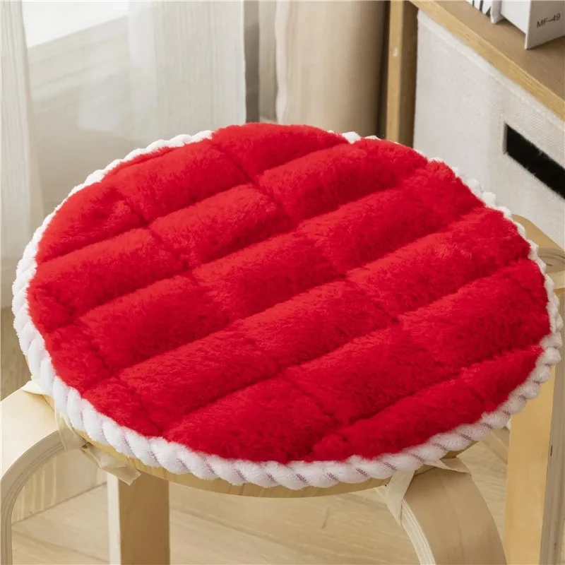 Round Velvet Seat Cushion 25-50cm Solid Color Stool Seat Mat Thick  Soft Chair Pads Portable Outdoor Kindergarten Stool Cushion 5