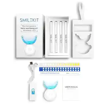 Set sbiancante per denti domestico 3 in 1, denti a luce fredda a luce blu, pulizia orale, comodo sbiancamento dei denti impermeabile, LED