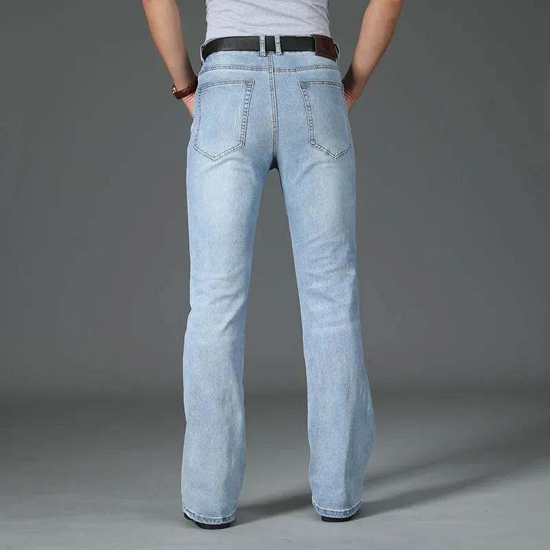 Spring 2024 Vintage Flared Jeans For Men Boot Cut Denim Jeans Classic Bell Bottom Casual Pants Fashion Light Blue Trousers 3