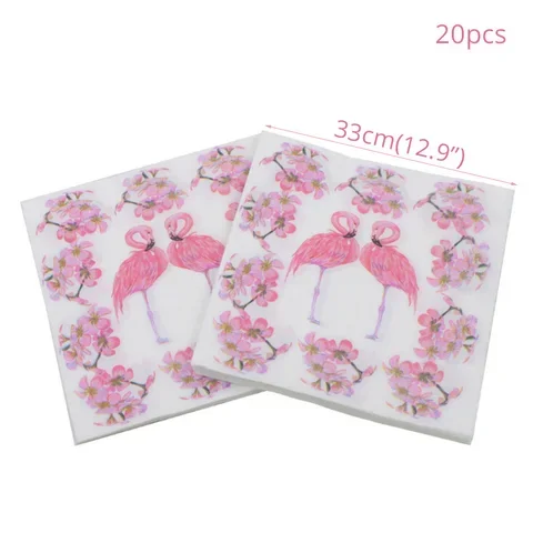 

20pcs Disposable Party Napkins Summer Hawaiian Party Decor Supplies Palm Leaves Flamingo Tropical Party Decoration Paper Napkins