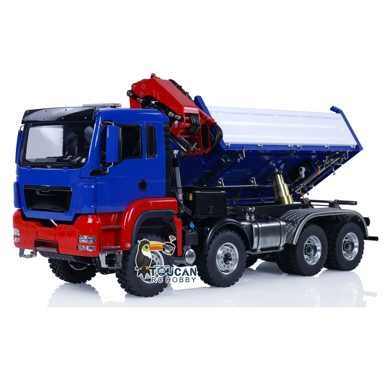 RTR LESU 1/14 RC Hydraulic Dumper Car 8X8 Crane Dump Truck PL18EV Lights Sounds Remote Control Tipper 2-speed Toy THZH1721 3