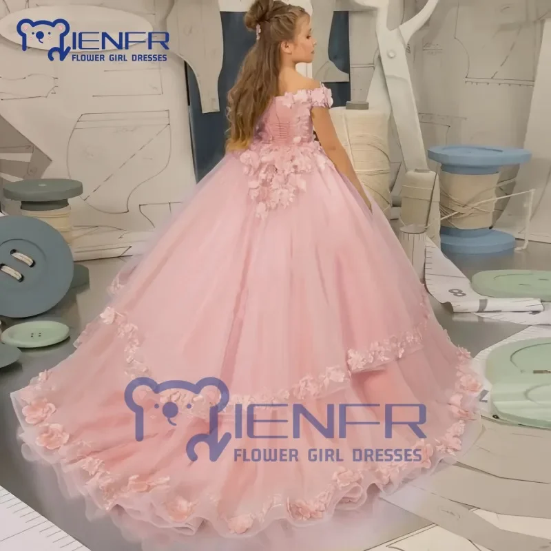 Blush Lace Flower Girl Dress Sweetheart Long Princess for Wedding Bridesmaid Birthday Party First Communion flower girl dresses