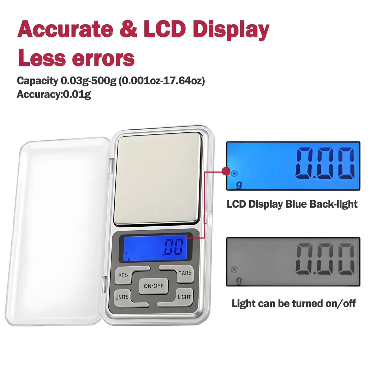 Mini Electronic 500g X 0.01g Digital Scale Ultra Precision Gram Grain Pocket Scale Portable Jewelry Weight Balance
