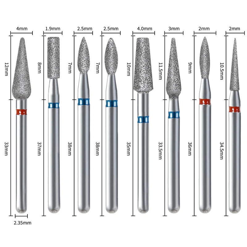 10/7Pcs Diamond Milling Cutter For Manicure Electric Nail Drill Bits Accessory Pedicure Machine Nail File Nails Gel Remover Tool 3