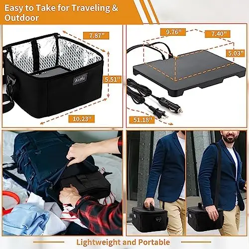 Portable Oven, 12v, 24v, 110v Car Food Warmer, Portable Mini Oven, Personal Microwave, Heated Lunch Box For Cooking And Reheating Food In Car,  Tru