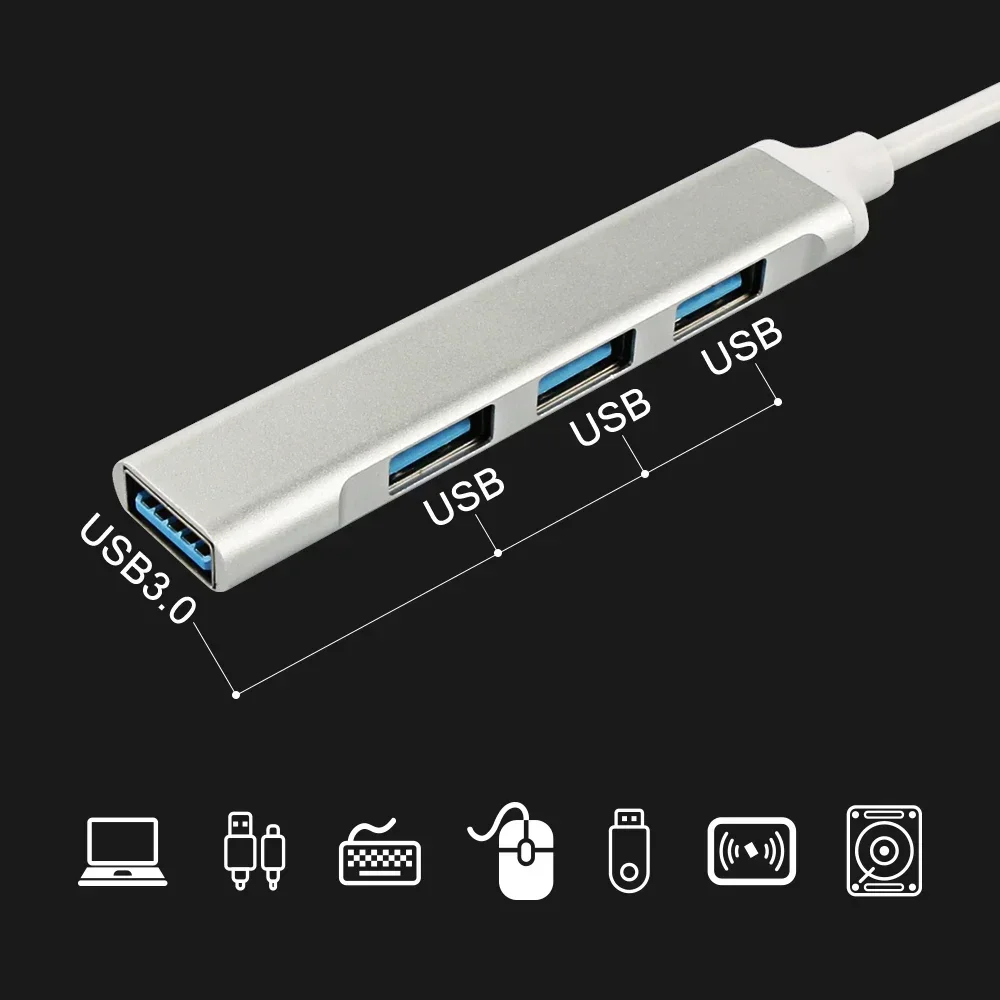 Multifunctional Car USB Hub Charger with Type C Cable