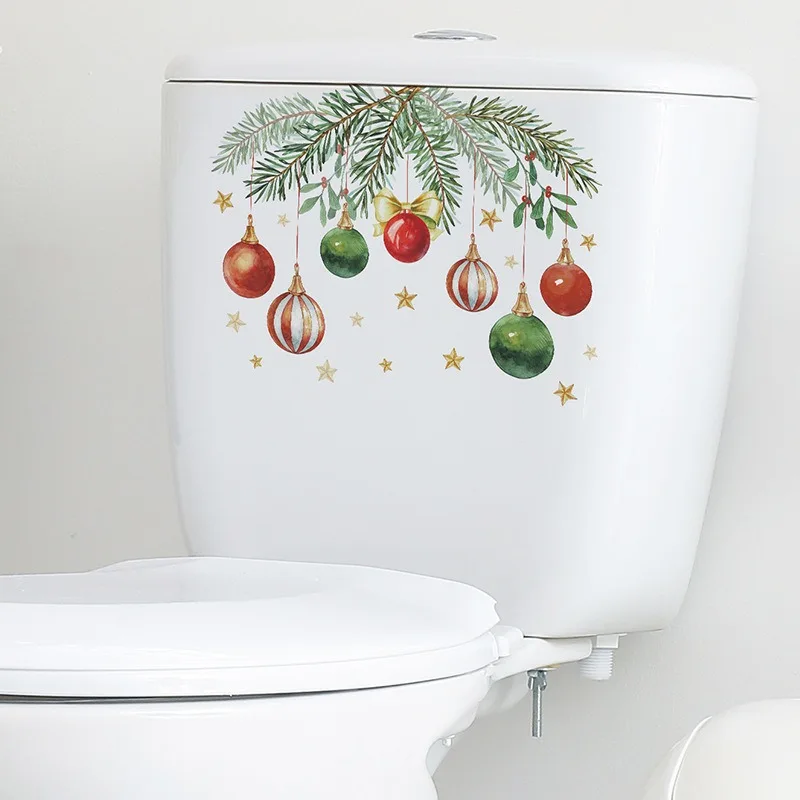 Christmas leaf light bulb stickers Children's room toilet stickers Home decor wall Self-adhesive