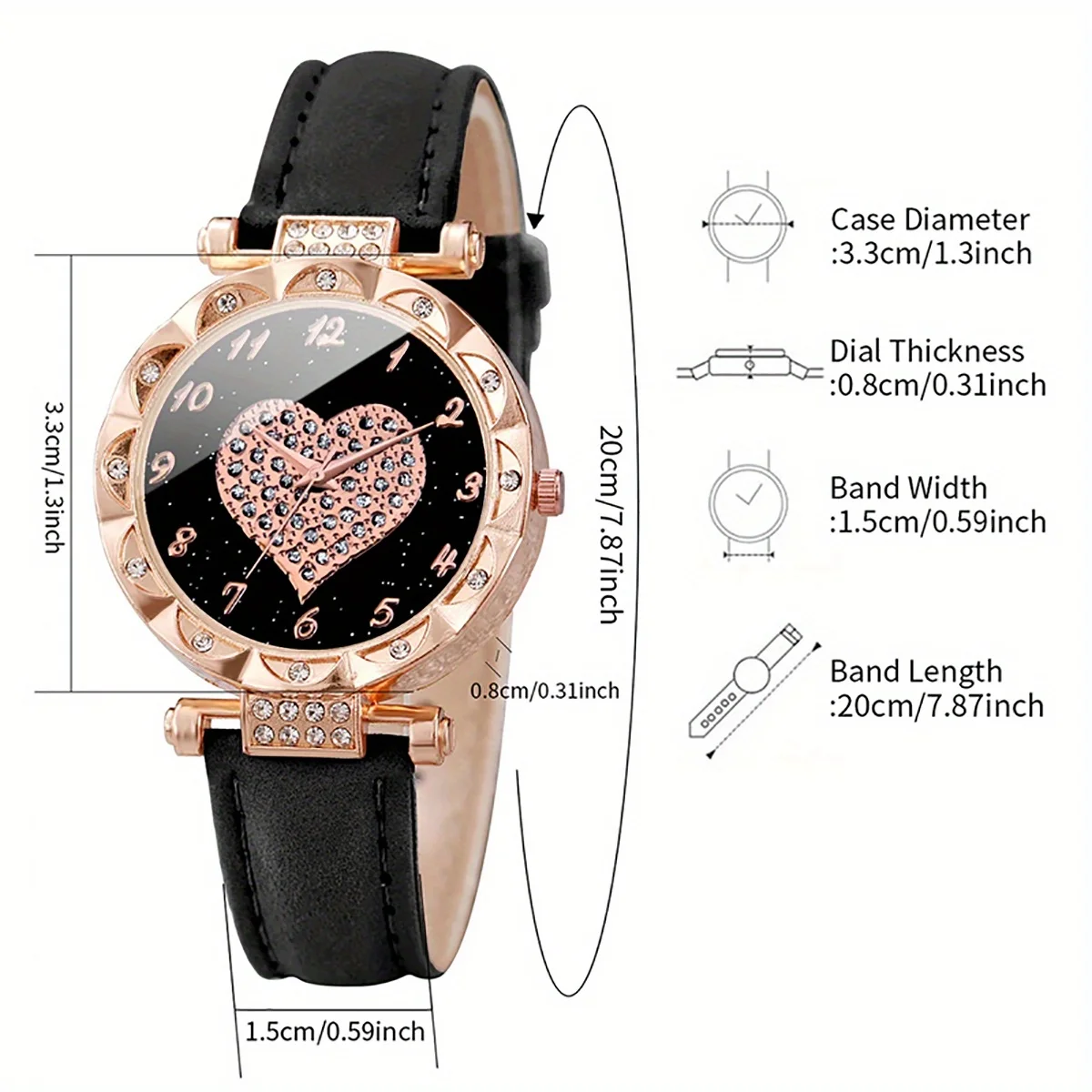 1pc-Heart Shaped Circular Case Quartz Watch: Casual and Fashionable Ideal Choice for Students