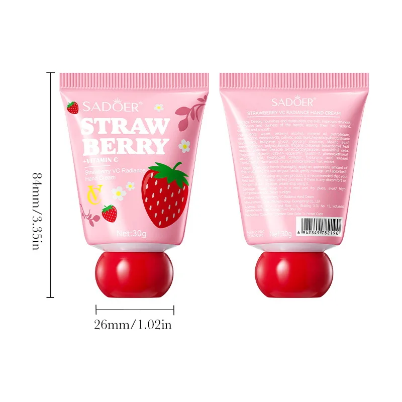 SADOER Strawberry Hand Cream for Hands Moisurizing Whitening Anti Wrinkles Anti-Aging Hand Skin Care Products