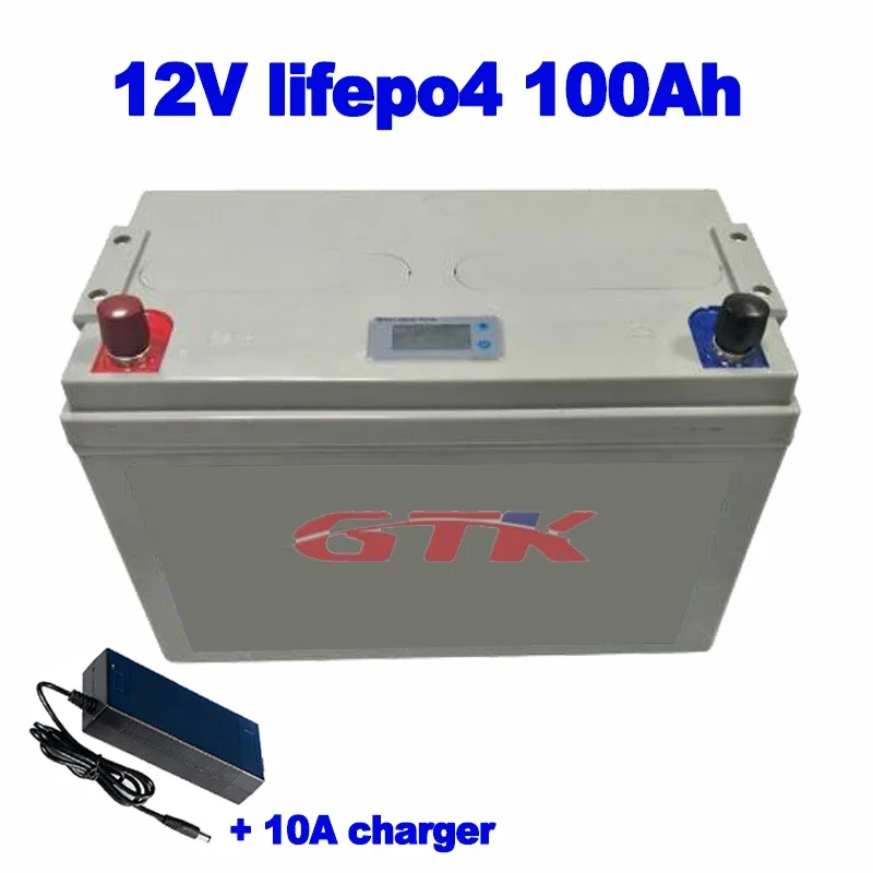 Factory price 12v 100Ah Lifepo4 battery pack ABS case for car solar RV Electric Car caravan vr motorhome 4wd boat + 10A charger 1