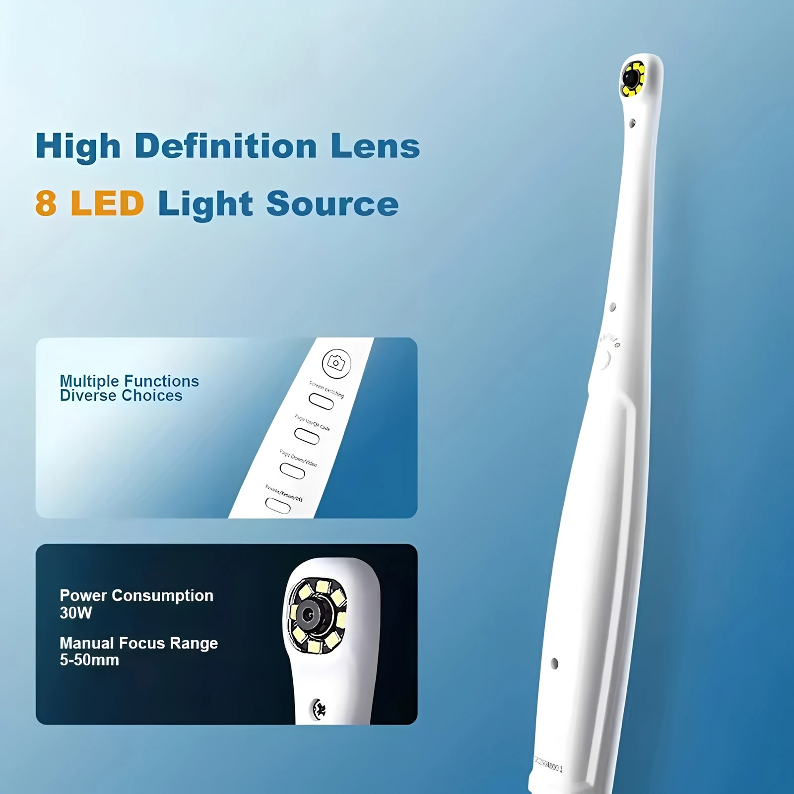 Wireless WiFi HD Dental Intraoral Camera 8 LED Macro Lens + 17 Inch LCD Screen Monitor Chair Side