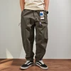 Four Seasons Japanese Retro Tapered Casual Pants Men's Fashion 100% Cotton Washed Loose Straight CityBoy American Cargo Trousers 3