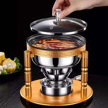 LFGB Certified Personal Mini Hotpot Shabu-Shabu Individual Military Pot for One Person Portable Alcohol Stove Picnic Stove 1