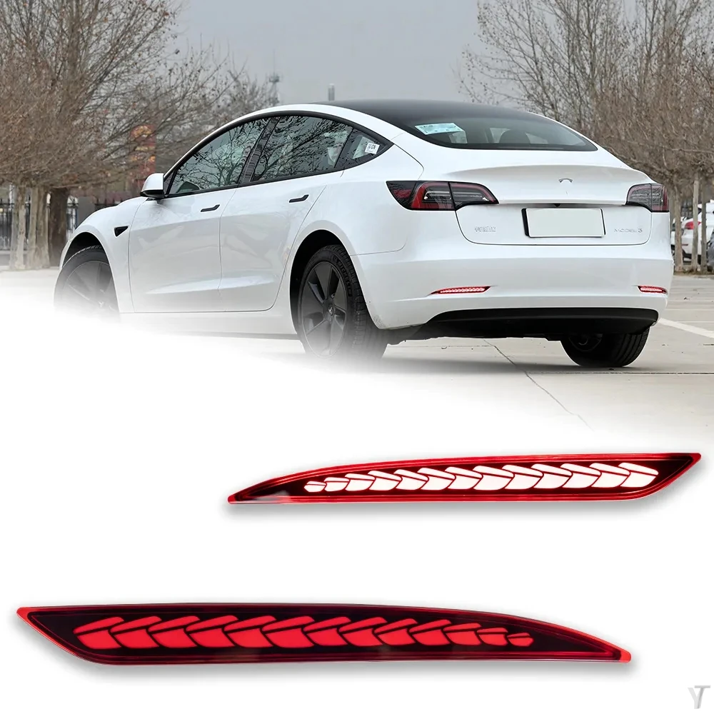 

Задний рефлектор AKD для Tesla Model 3, бампер светодиодный в сборе, обновленный динамический сигнал DRL, тормоз, задние автомобильные аксессуары, 2 шт.
