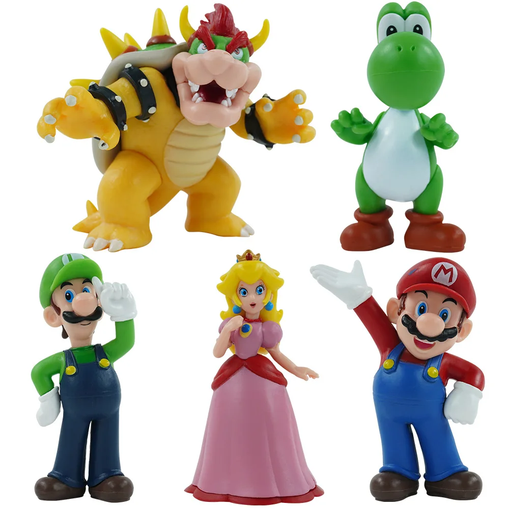 Boneca Super Mario Bros para crianças, jogo Luigi, área de trabalho  periférica, modelo de carro, decoração, brinquedo, 12cm - AliExpress