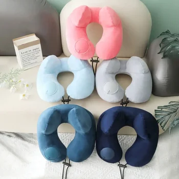 Cuscino d'aria gonfiabile confortevole a forma di U Supporto per il collo Cuscino gonfiabile per il collo da viaggio per aereo Cuscino per dormire gonfiabile 1