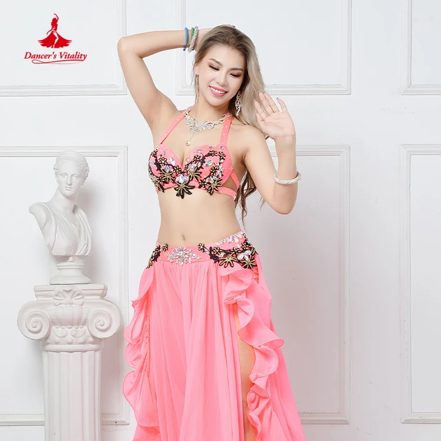 Costume de danse du ventre pour femmes, 3 pièces, soutien-gorge, ceinture,  jupe en mousseline - AliExpress