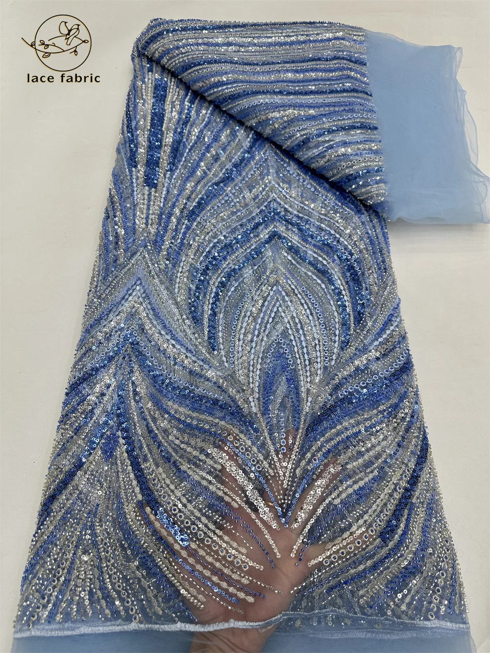 

African Lace Fabric 2024 Sequins Beaded Embroidery Groom Nigerian Bridal High Quality French Tulle Lace Fabric For Wedding Dress