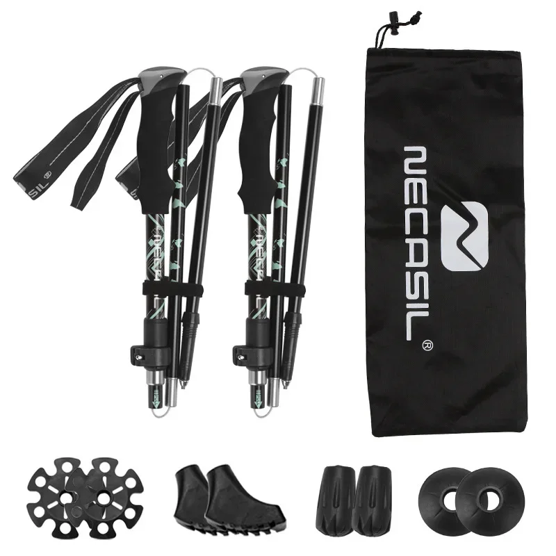 Outdoor Folding Trekking Poles Ultralight Cross-country Walking Stick Men Women Hiking Running Nordic Walking Poles 2PCS