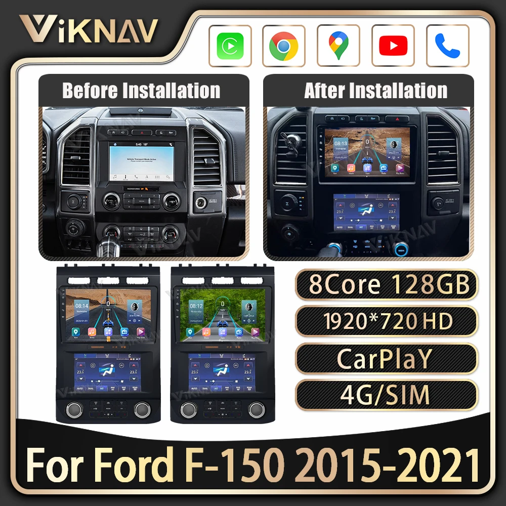 

Android For Ford F150 Car Radio AC Panel LCD Multimedia Player With Air Condition Board 2015-2021 Car Stereo 128GB