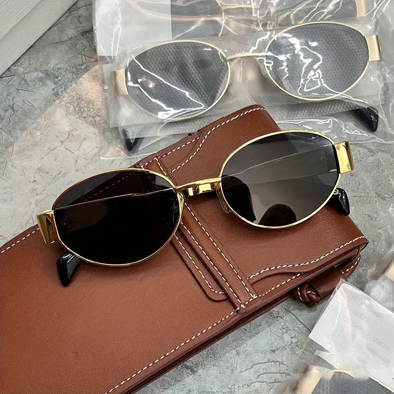 Retro Steampunk Sunglasses Vintage Women's Metal Oval Sunglasses Ladies Classic UV400 Sunscreen Eyewear