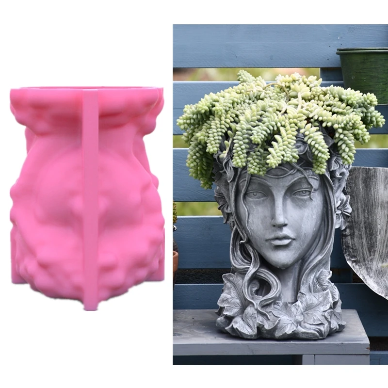 Goddess Flowerpot Clay Molds Garden Art Sculpture Flower Pot Concrete Cement Resin Silicone
