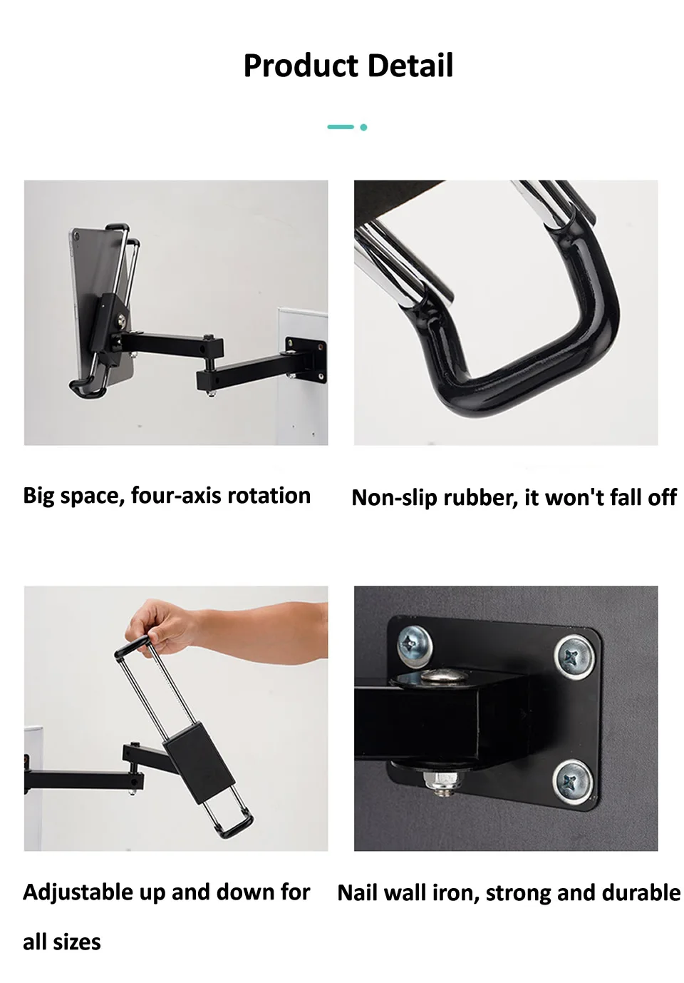 Wall Holder, Anti Theft Bloqueio de Segurança, Metal Ajustável, 7-13