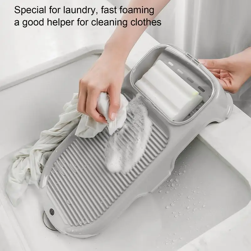 Washing Clothes Board 2-in-1 Manual Laundry Washing Board With Drain Box Anti-slip Scrubber For Hotel Thicken Design