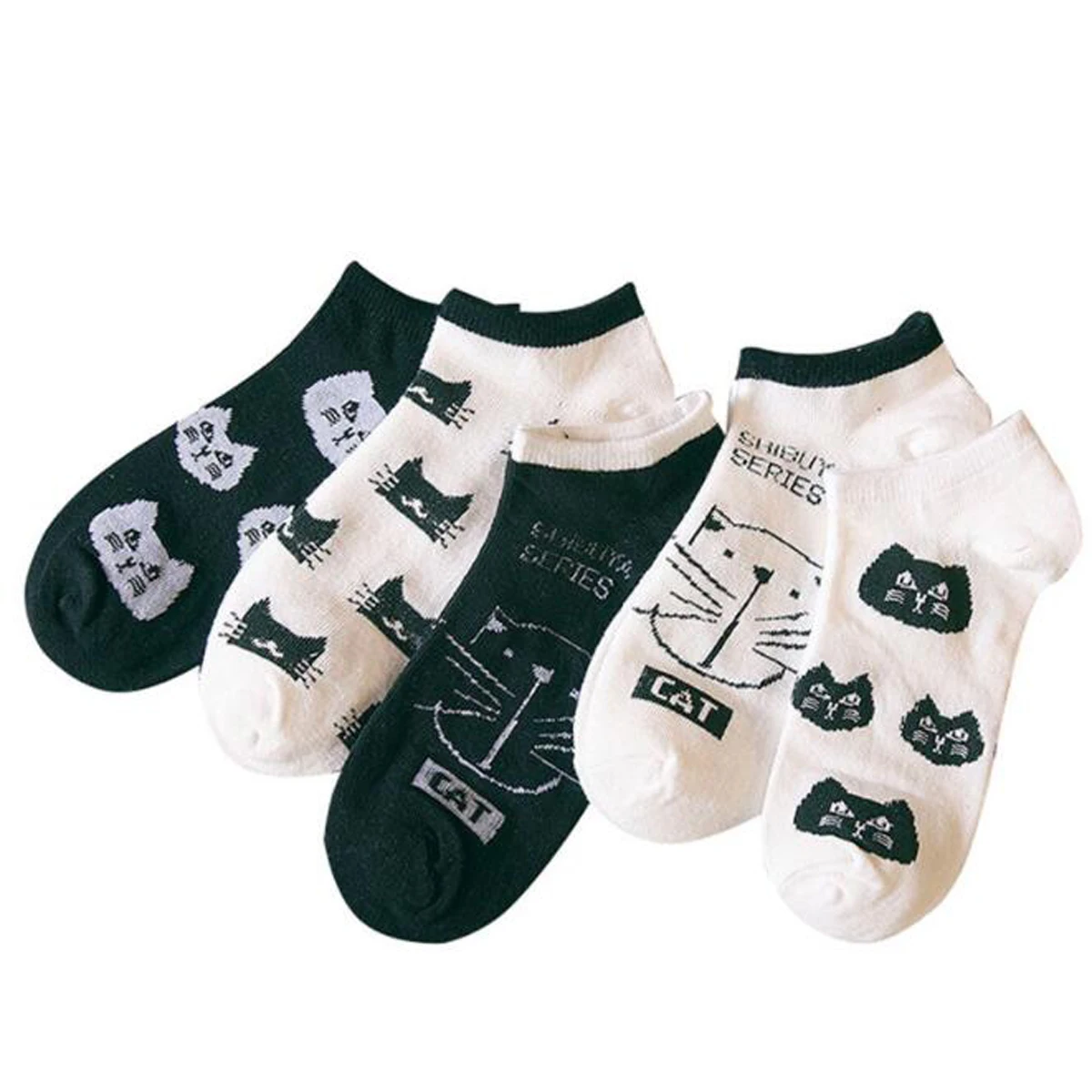 5 Paar Damen- und Mädchen-Socken aus Baumwolle mit niedlichen Cartoon-Motiv, kurze Sommer-Söckchen – Detail 12