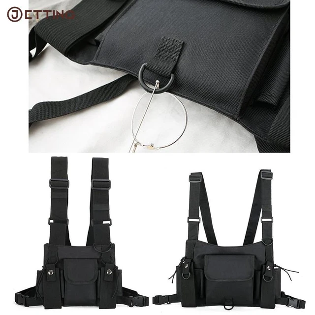 Functional Tactical Chest Bag For Men Women Trendy Bullet Hip Hop Vest  Streetwear Bag Waist Pack female Black Wild Chest Rig Bag