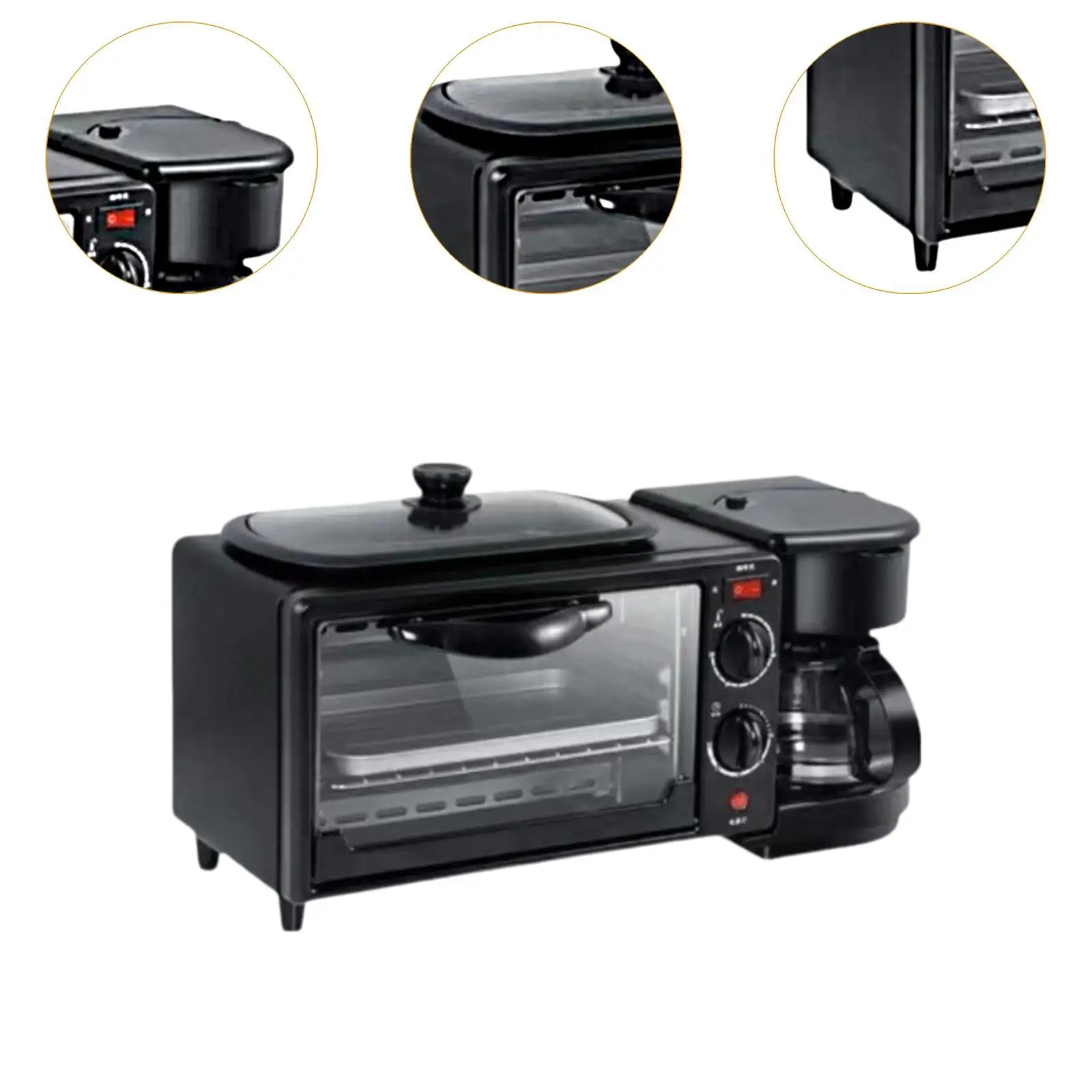 3 in 1 Breakfast Machine Convenient Household Toaster Oven with Timer Portable