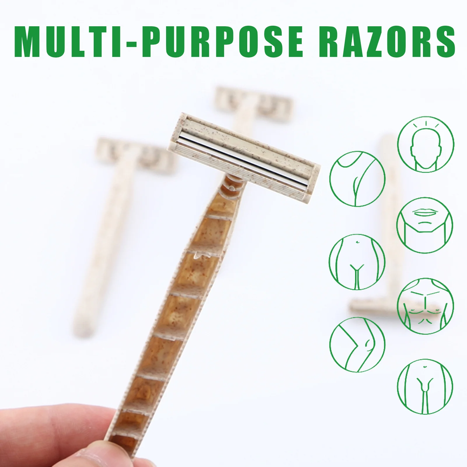 Eco-Friendly Disposable Razors with Biodegradable Wheat Straw Handle and Stainless Steel Blades
