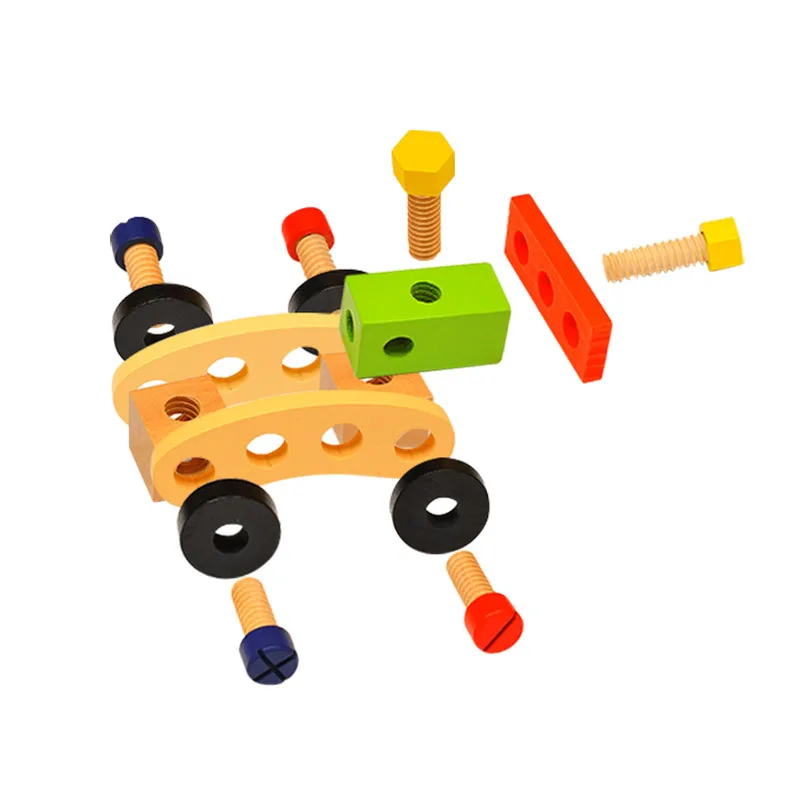 Educational Montessori Kids Toys Plastic Wooden Toolbox Pretend Play Set Children Nut Screw Assembly Simulation Carpenter Tool 4