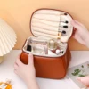 Portable PU Makeup Bag,  Large Waterproof Cosmetic Pouch, Travel Washbag With Handles 5