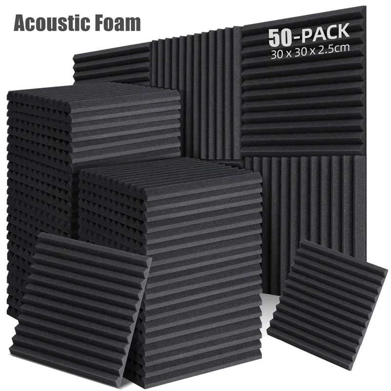 50 Pack 1 "X 12" X 12 "Pannelli Fonoassorbenti Per Studio In Schiuma Acustica Pannelli Fonoassorbenti Fonoassorbenti Home Studio