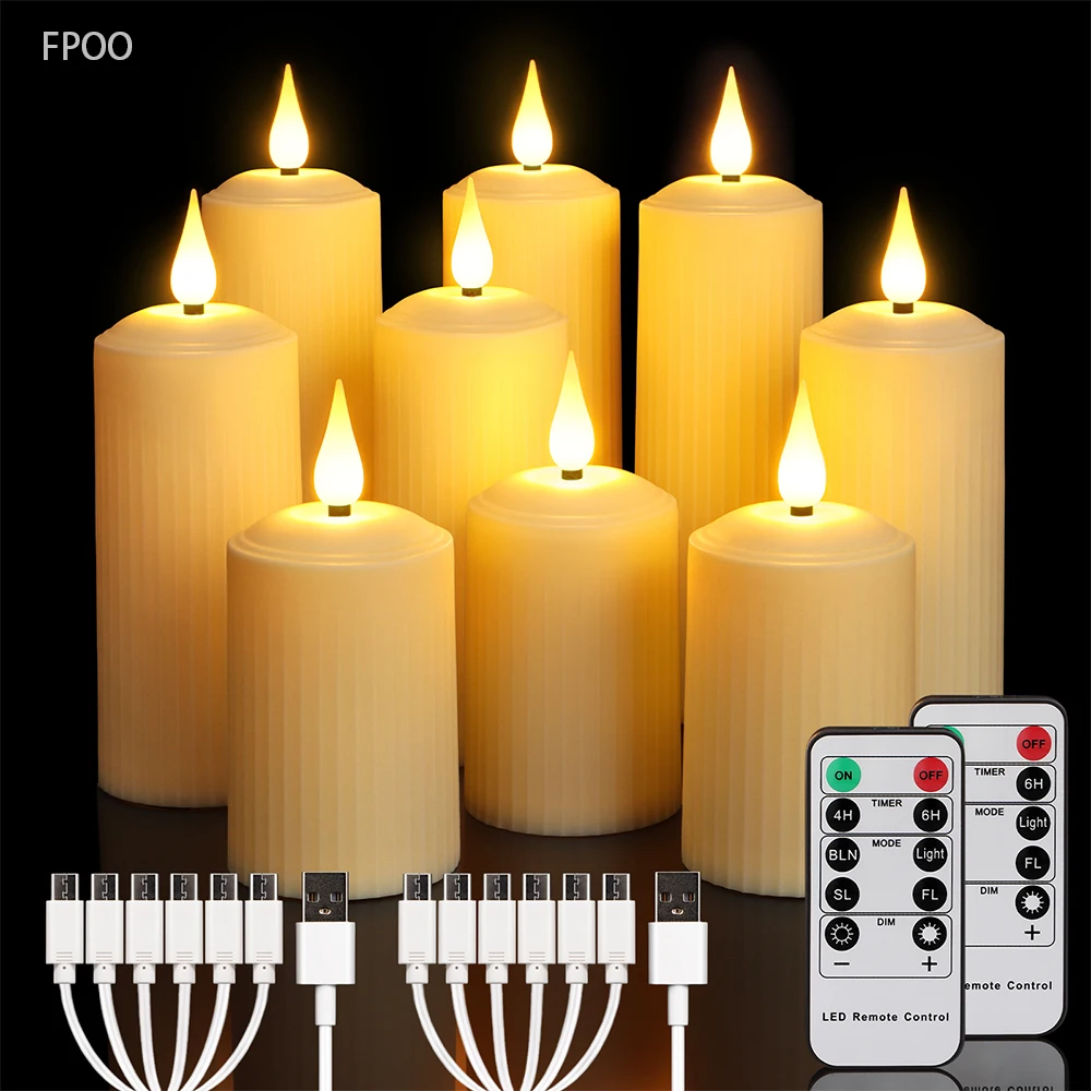 

Rechargeable Candle by USB Flickering Flame Remote Wedding Candles Christmas Halloween Home Table Decoration Led Tea Candle