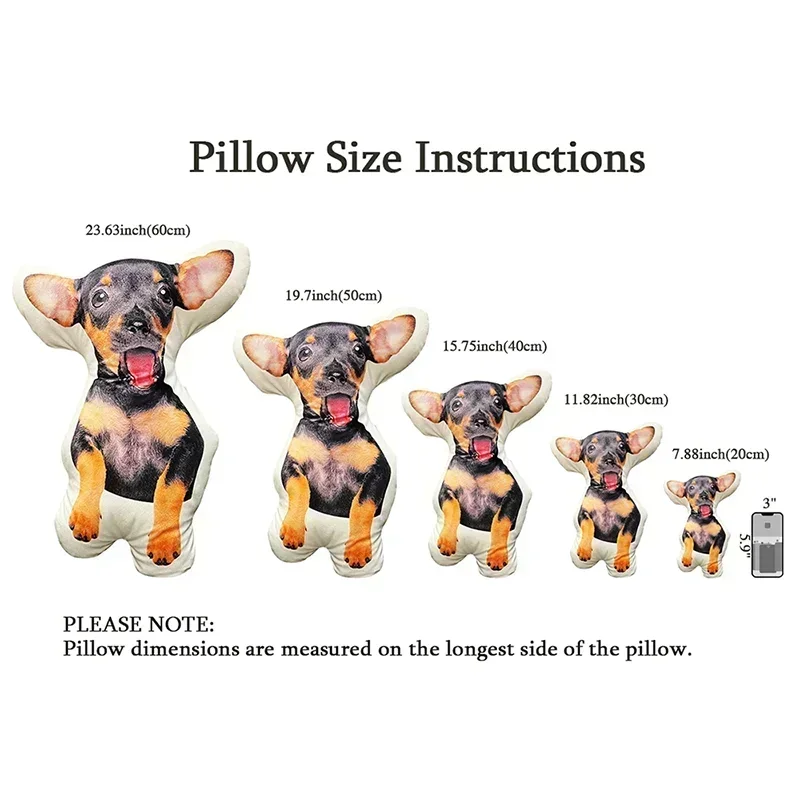DIY Personalized Photo Customed Cushion 3D-Printed Cute Dog Cat Pillow Stuffed Animal Pillow for Sofa Bed Decor Birthday Gifts 6