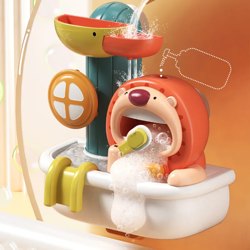 baby-bath-toys-children's-bathroom-bath-toy-water-spray-bubble-lion-turn-music-sucker-children-play-house-baby-brushing-toys