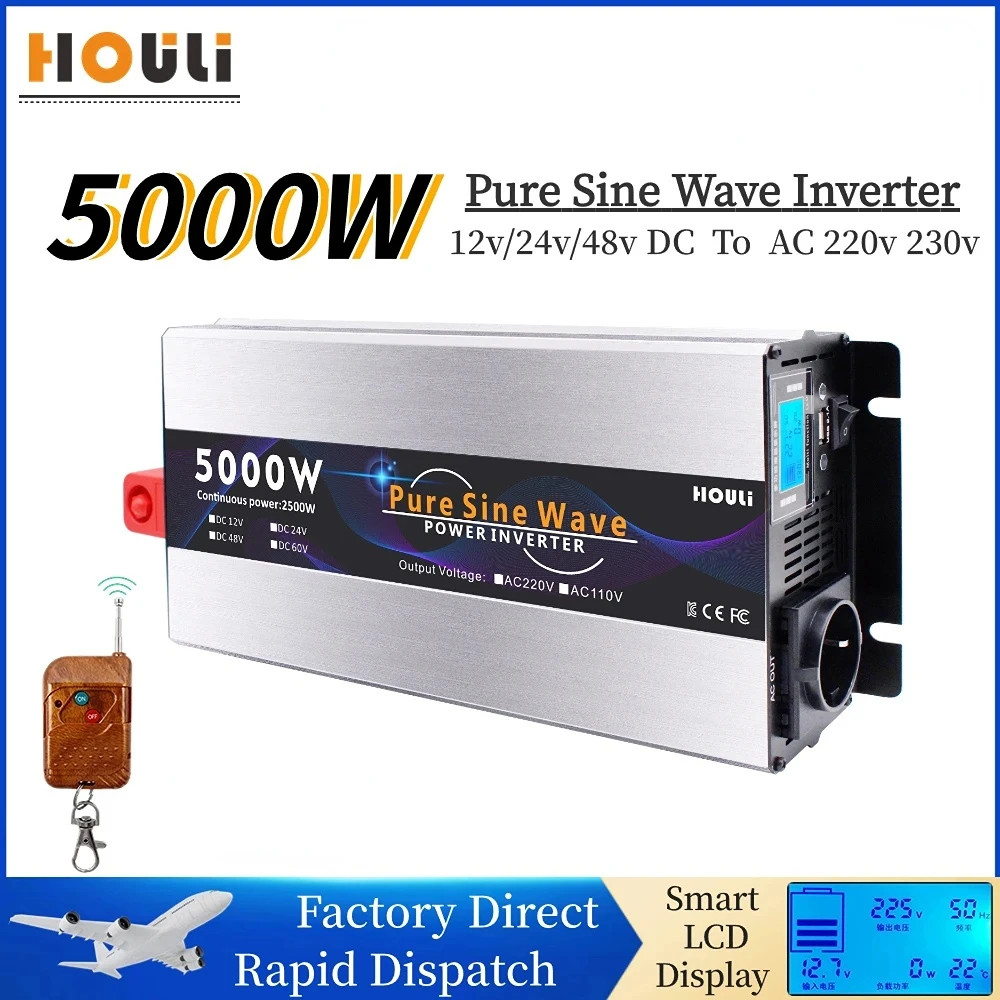 Houli Inverter A Onda Sinusoidale Pura 3000W 4000W 5000W Controlador Carga Solar Transformateur 12V 220V Convertisseur Wechselrichter