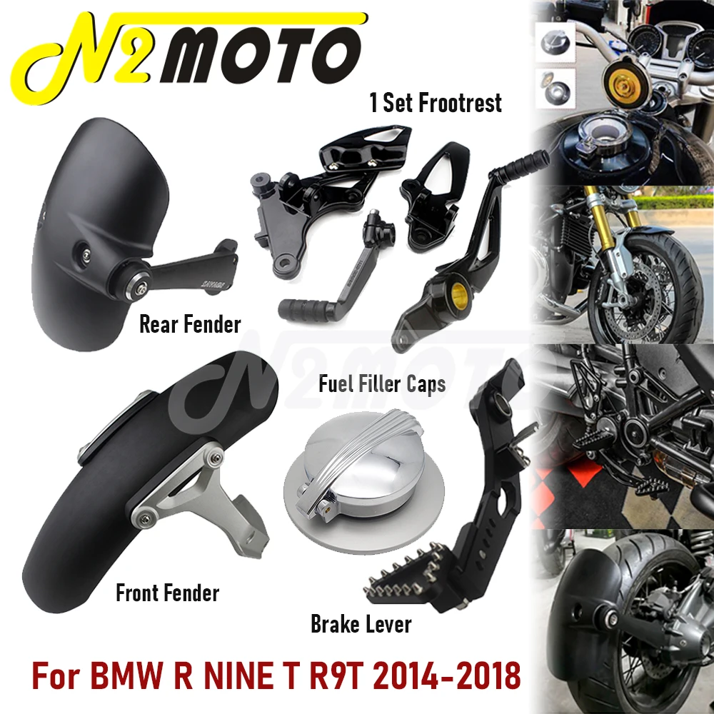 

Motorcycle Aluminum Fuel Filler Cap Foot Brake Gear Shift Lever Pedal Footrest Sets For BMW R NINE T R9T 14-18 Front Rear Fender