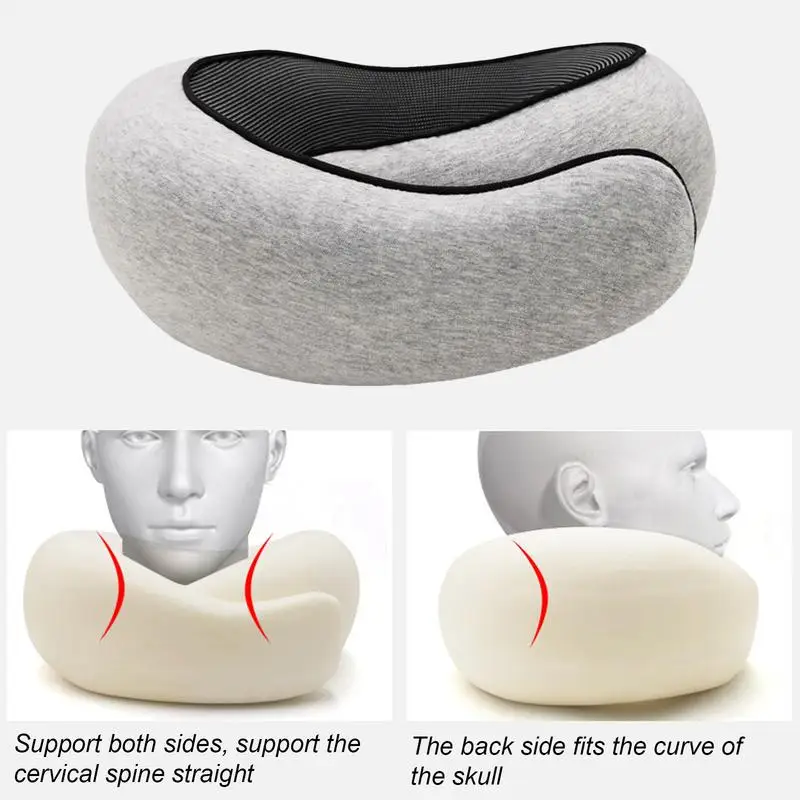 Travel Neck Pillow Memory Foam U-shaped Pillow Flight Soft Pillow Support Neck Pillow Adjustable Soft Noon Break Sleep Pillows 6