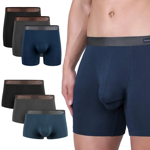 Men's Underwear Modal Boxer Briefs Breathable Separate Pouch Boxer Briefs  with Functional Dul Fly