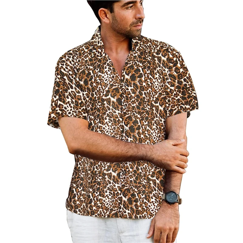 thumbnail image 1 of Camisas con estampado 3D de leopardo para hombre, camisas casuales de manga corta con botones, ropa para hombre, blusas nuevas para hombre, ropa, tops de calidad, 1 of 5