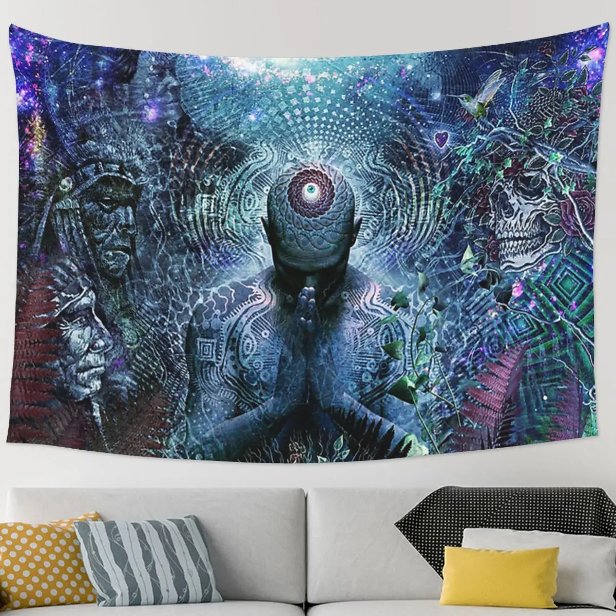 

Gratitude For The Earth And Sky Tapestry Hippie Wall Hanging Aesthetic Home Decor Tapestries for Living Room Bedroom Dorm Room