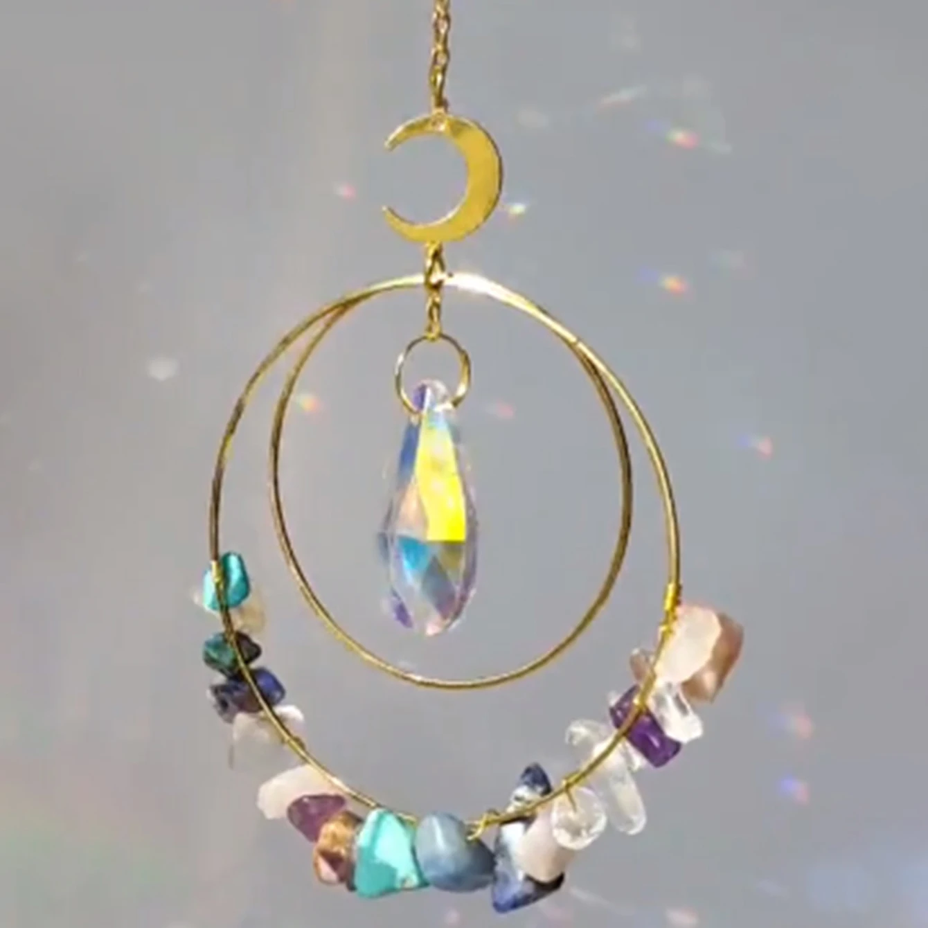 Suncatcher Crystal Rainbow Maker Gold Sun catchers Prisms for Window Garden Decoration Indoor Hanging Crystals Home Decor Gift sun catcher sun catchers window ornament