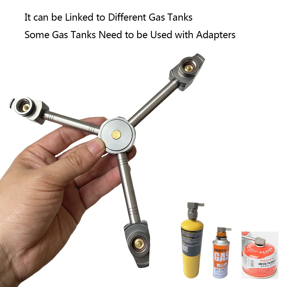 3 in 1 Butane Adapter Extension Split Furnace Adapter Gas Tank Conversion Head