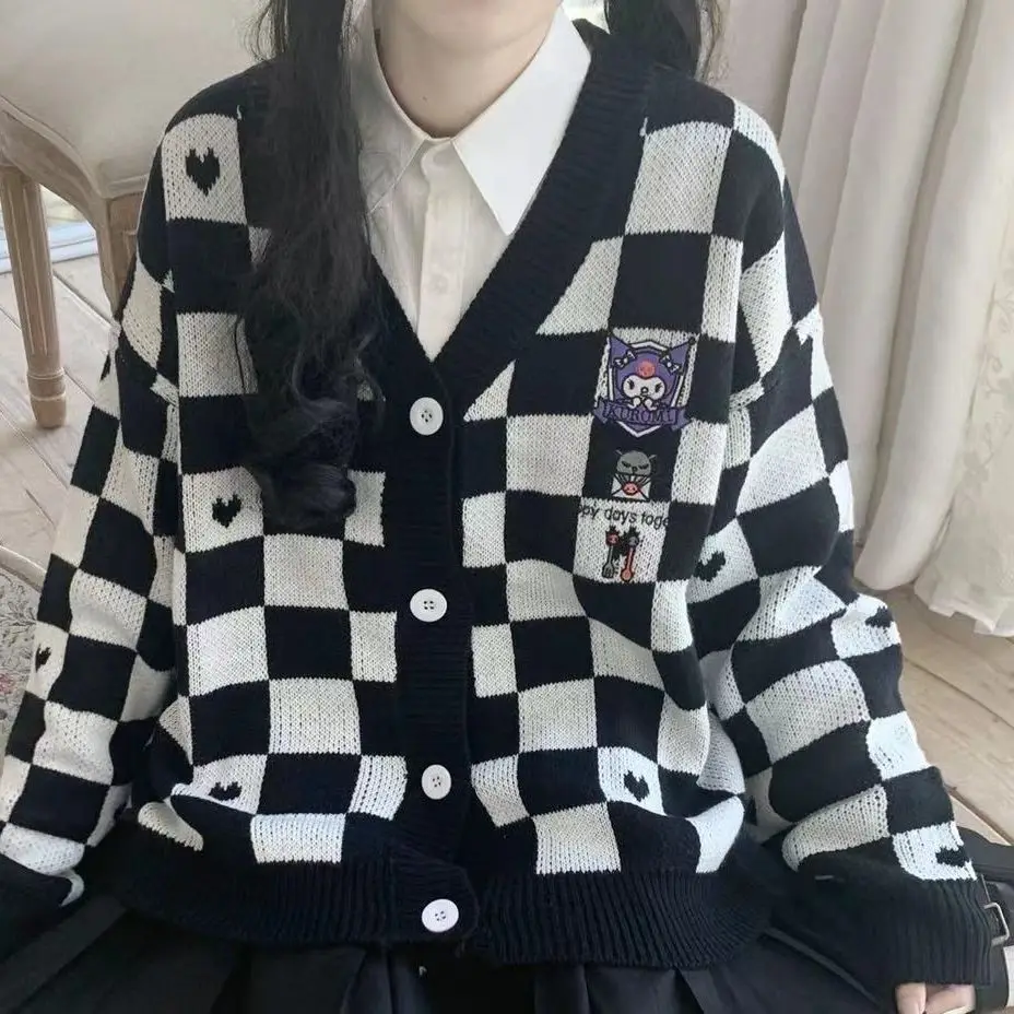 Japanese Mori Girl Autumn Winter Anime Sweater Beige Khaki Cartoon Pockets  Knitted Cardigan Elegant Loose Cute Kawaii Overcoats - Cardigan - AliExpress