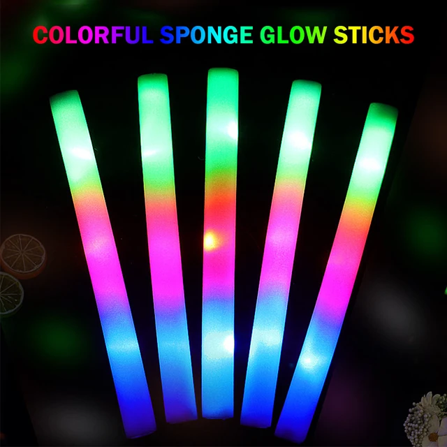 80 Pack LED Foam Sticks Colorful Flashing Glow Sticks Wands 16 inch Glow Batons