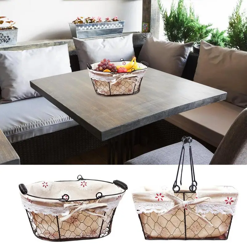 

Проволочные корзины для хранения, бытовые корзины для хранения с подкладкой, металлический органайзер, многофункциональный фермерский контейнер для продуктов, фруктов